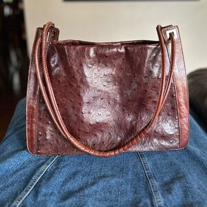 Genuine leather, ostrich embossed vintage shoulder bag by Chiaroni Argentina